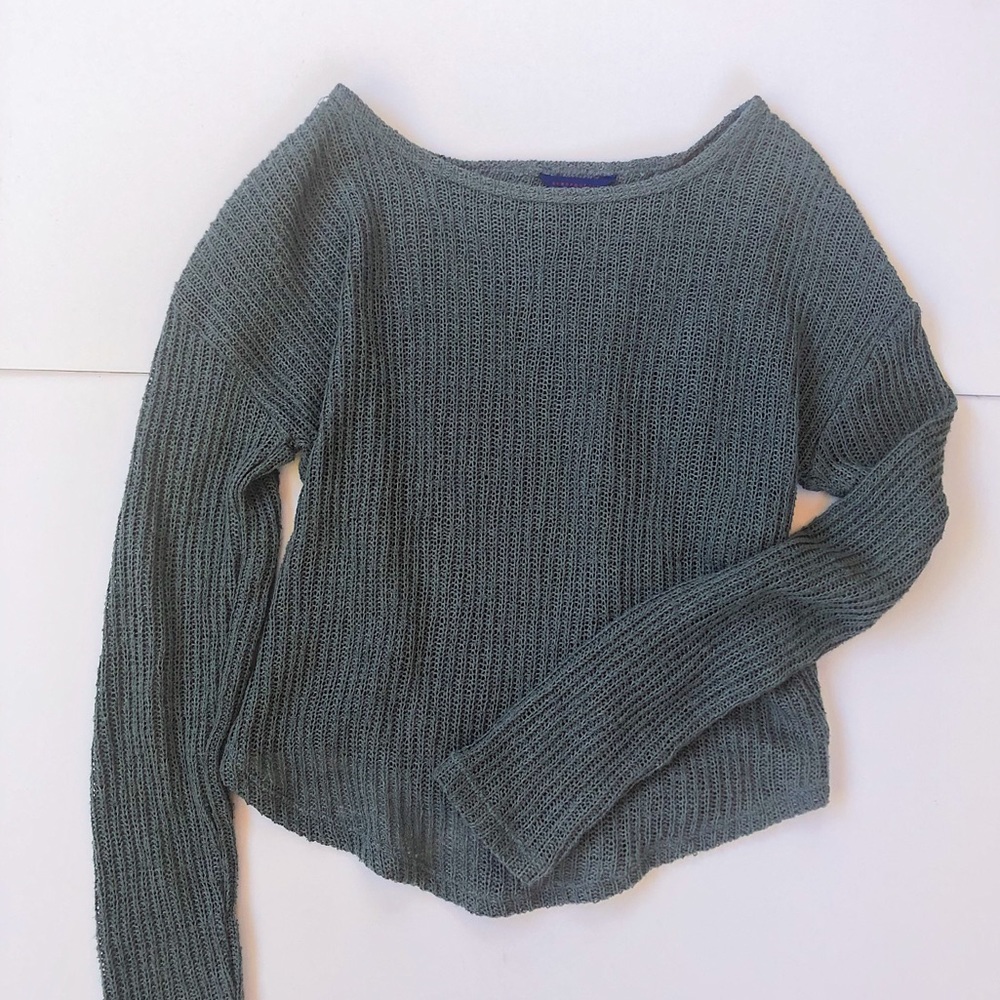 Aeropostale Green Knit Sweater with Open Back